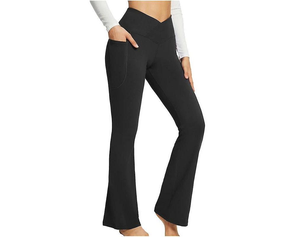 Women's Flare Leggings, Trendy Crossover Yoga Pants