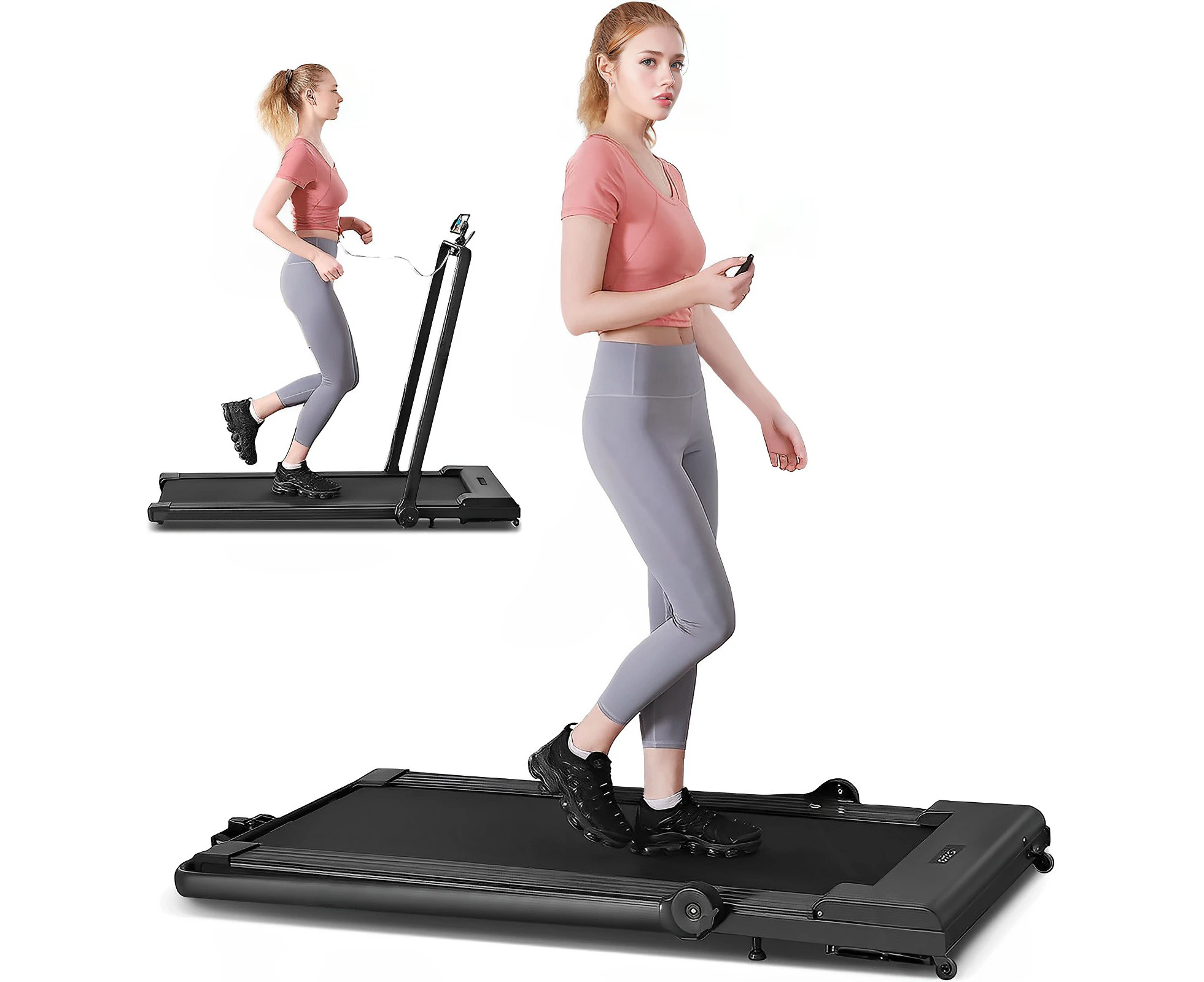 Electric Walking Treadmill, 2 in 1  Folding Treadmill For Home, 3.0HP Brushless Motorized,Up To 13KM/H