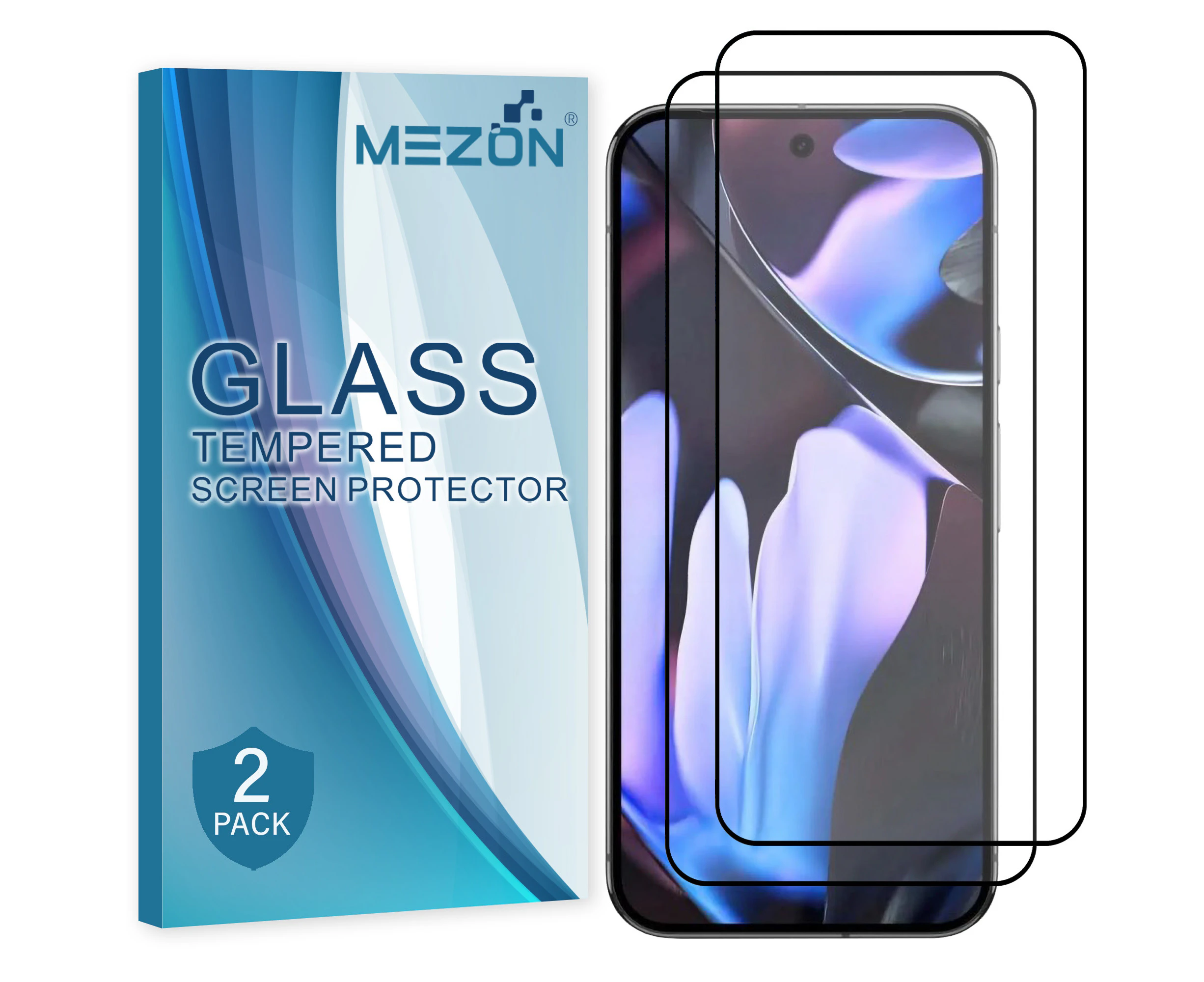 [2 Pack] MEZON Full Coverage Google Pixel 9 Pro XL Tempered Glass Crystal Clear Premium 9H HD Screen Protector (Pixel 9 Pro XL, 9H Full)