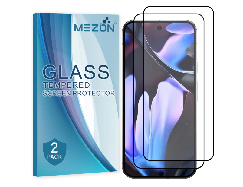 [2 Pack] MEZON Full Coverage Google Pixel 9 Pro XL Tempered Glass Crystal Clear Premium 9H HD Screen Protector (Pixel 9 Pro XL, 9H Full)