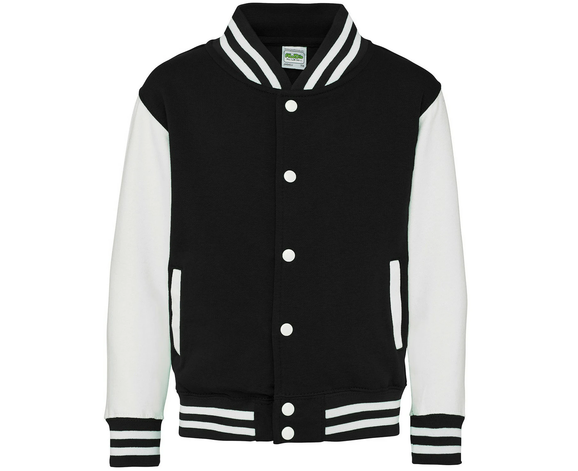 Awdis Childrens/Kids Varsity Jacket (Jet Black/White) - PC7314