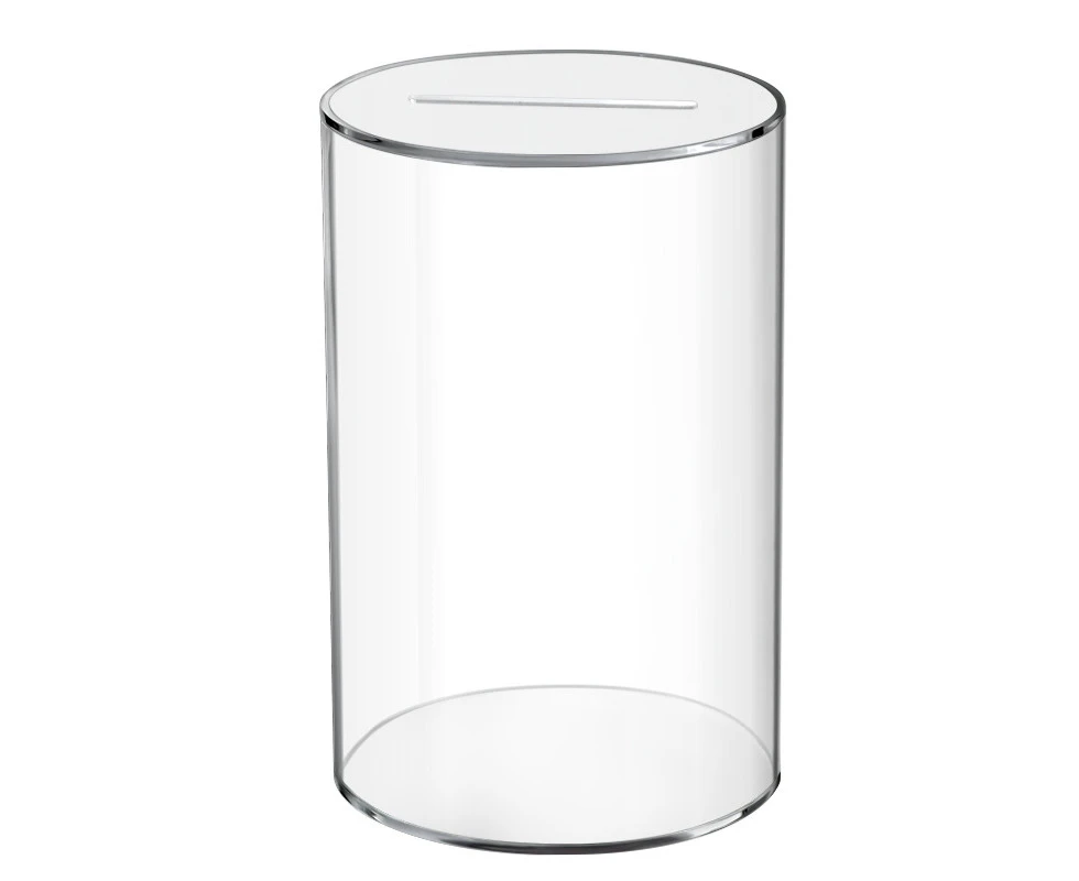 Round Clear Acrylic Piggy Bank Must Break to Open Money Box