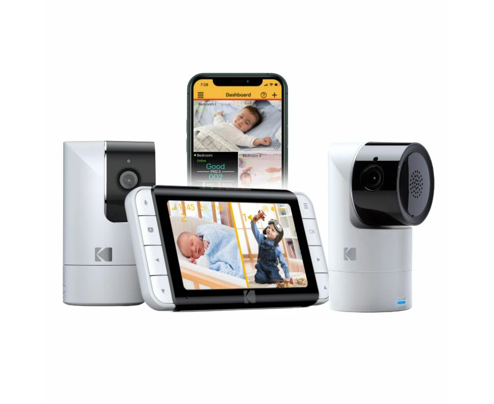 Kodak Bundle: C525P 5' Wifi Video Baby Monitor with Motorised Pan-Tilt Camera AND C125 Kodak C125 Smart HD Baby Camera