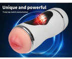 Double Hole Heating Vibrating Masturbator - White