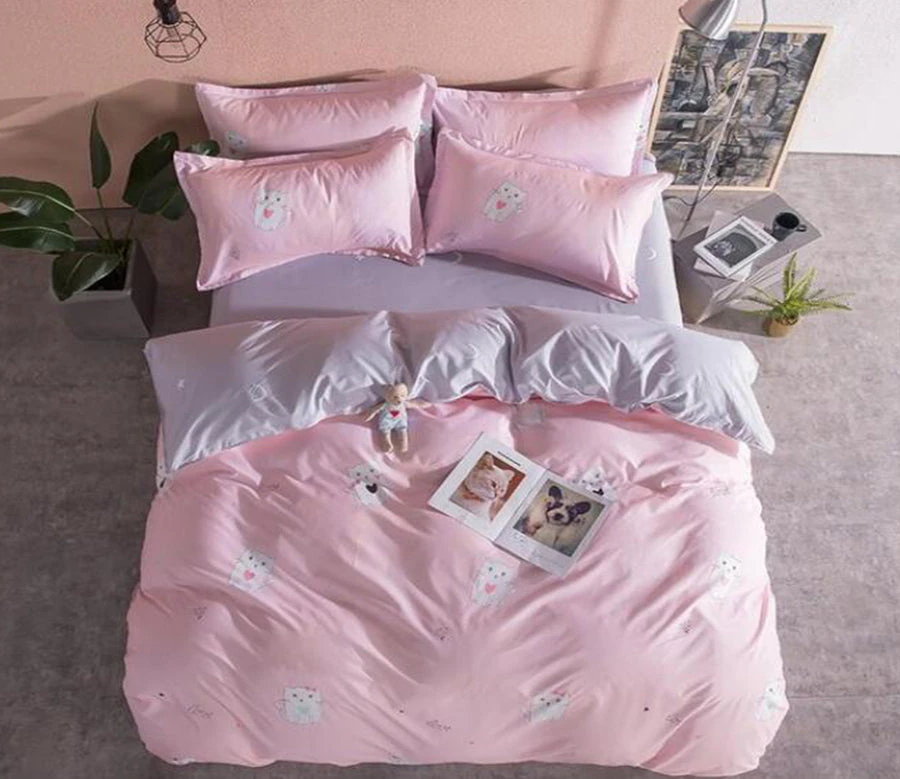 3D Pink Hello Kitty 2050 Quilt Cover Set Bedding Set Pillowcases Duvet Cover KING SINGLE DOUBLE QUEEN KING