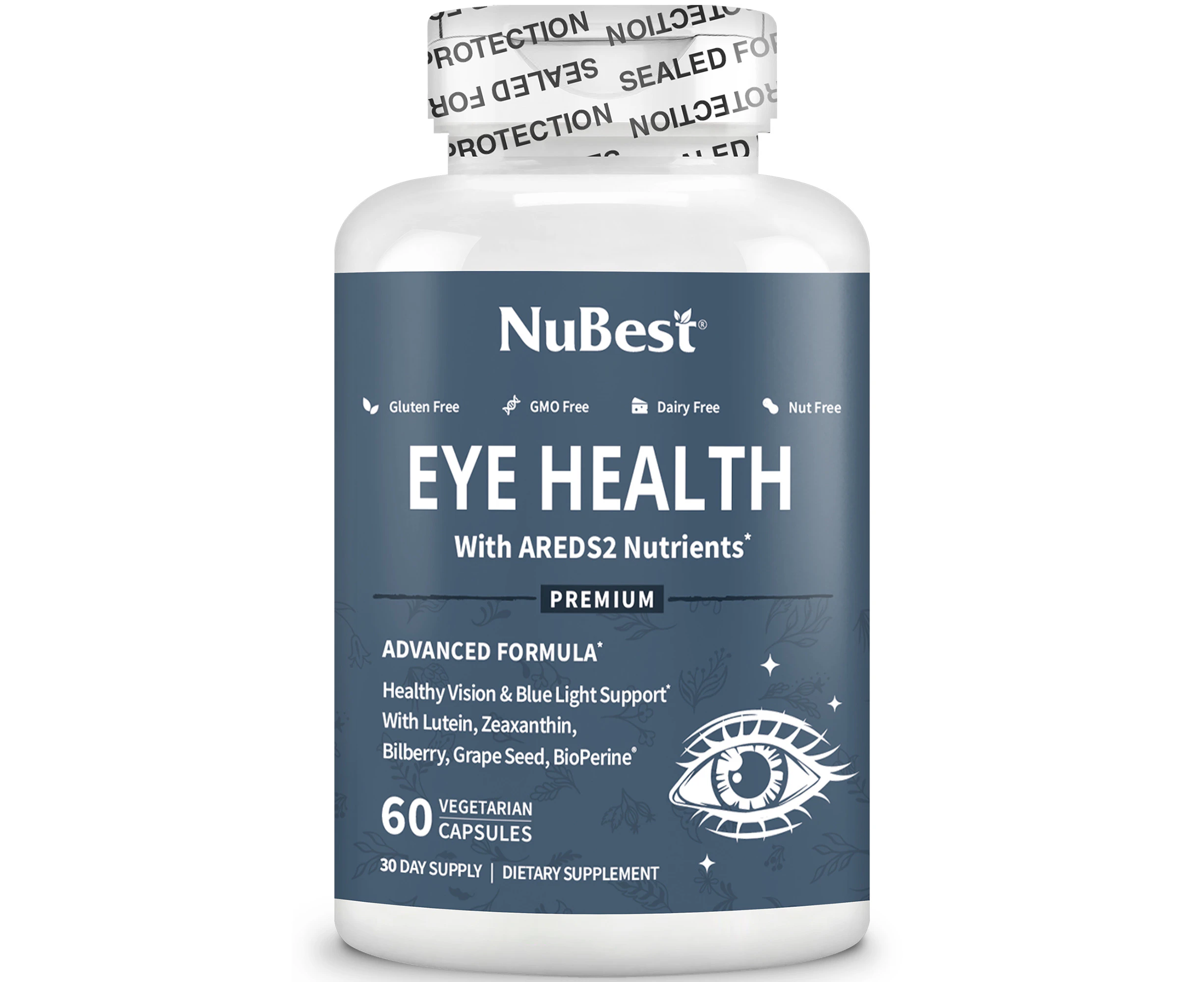 NuBest Eye Health, Eye Vitamin Complex with AREDS2 for Eye Health Healthy Vision & Blue Light Support, 60 Vegan Capsules