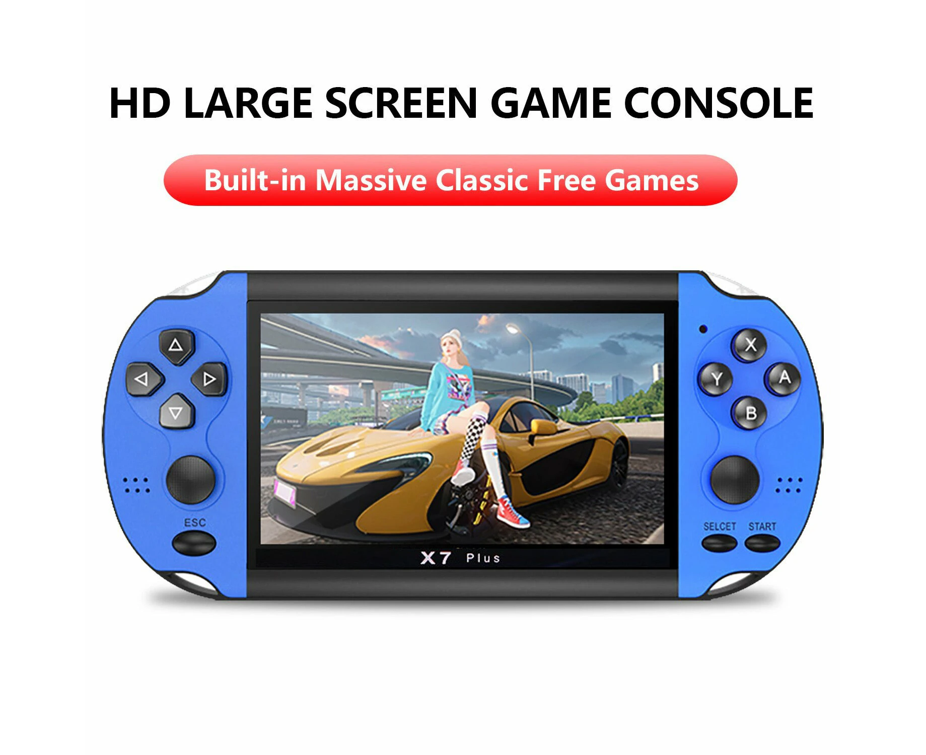 X7 plus 5.1" PSP 8 G Game Console Retro Classic Video Handheld Game Players - Blue