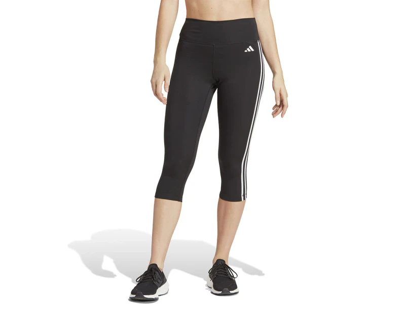 Adidas Women's Train Essentials 3-Stripes High-Waisted 3/4 Leggings - Black