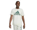 Adidas Men's Essentials Single Jersey Big Logo Tee / T-Shirt / Tshirt - Linen Green/Collegiate Green