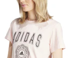 Adidas Women's Collegiate Graphic Tee / T-Shirt / Tshirt - Sandy Pink