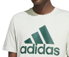 Adidas Men's Essentials Single Jersey Big Logo Tee / T-Shirt / Tshirt - Linen Green/Collegiate Green