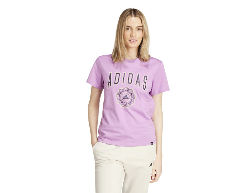 Adidas Women's Collegiate Graphic Tee / T-Shirt / Tshirt - Preloved Purple