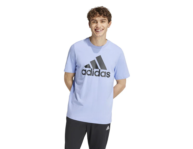 Adidas Men's Essentials Single Jersey Big Logo Tee / T-Shirt / Tshirt - Blue Spark/Black