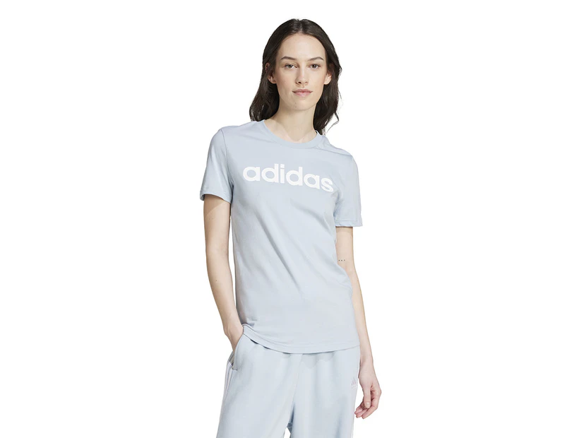 Adidas Women's Essentials Slim Logo Tee / T-Shirt / Tshirt - Wonder Blue