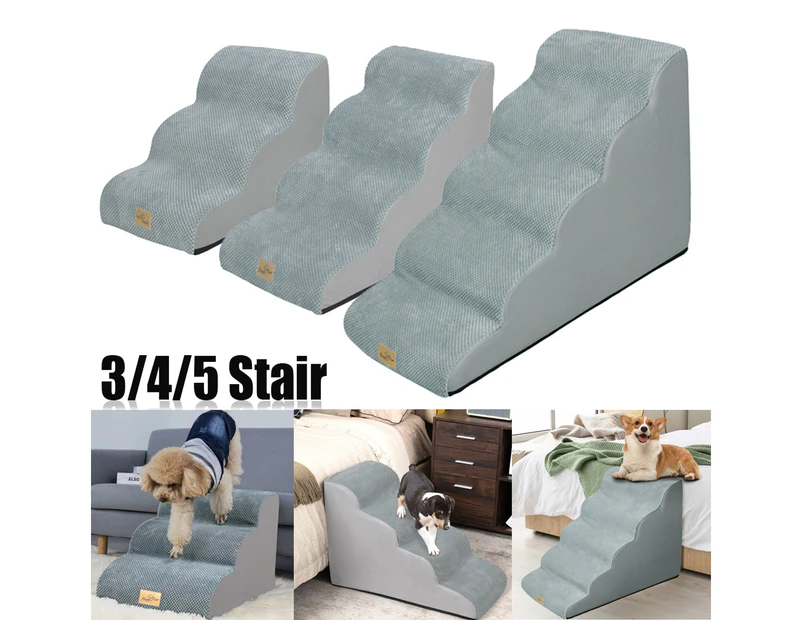 3/4/5 Step Dog Stair Pet Dog Cat Ramp for High Beds Couch Sofa,High-Density Foam