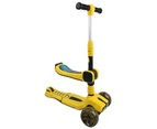 Supermax Pro Max 2 In 1 Kids Foldable Scooter & Ride On Yellow