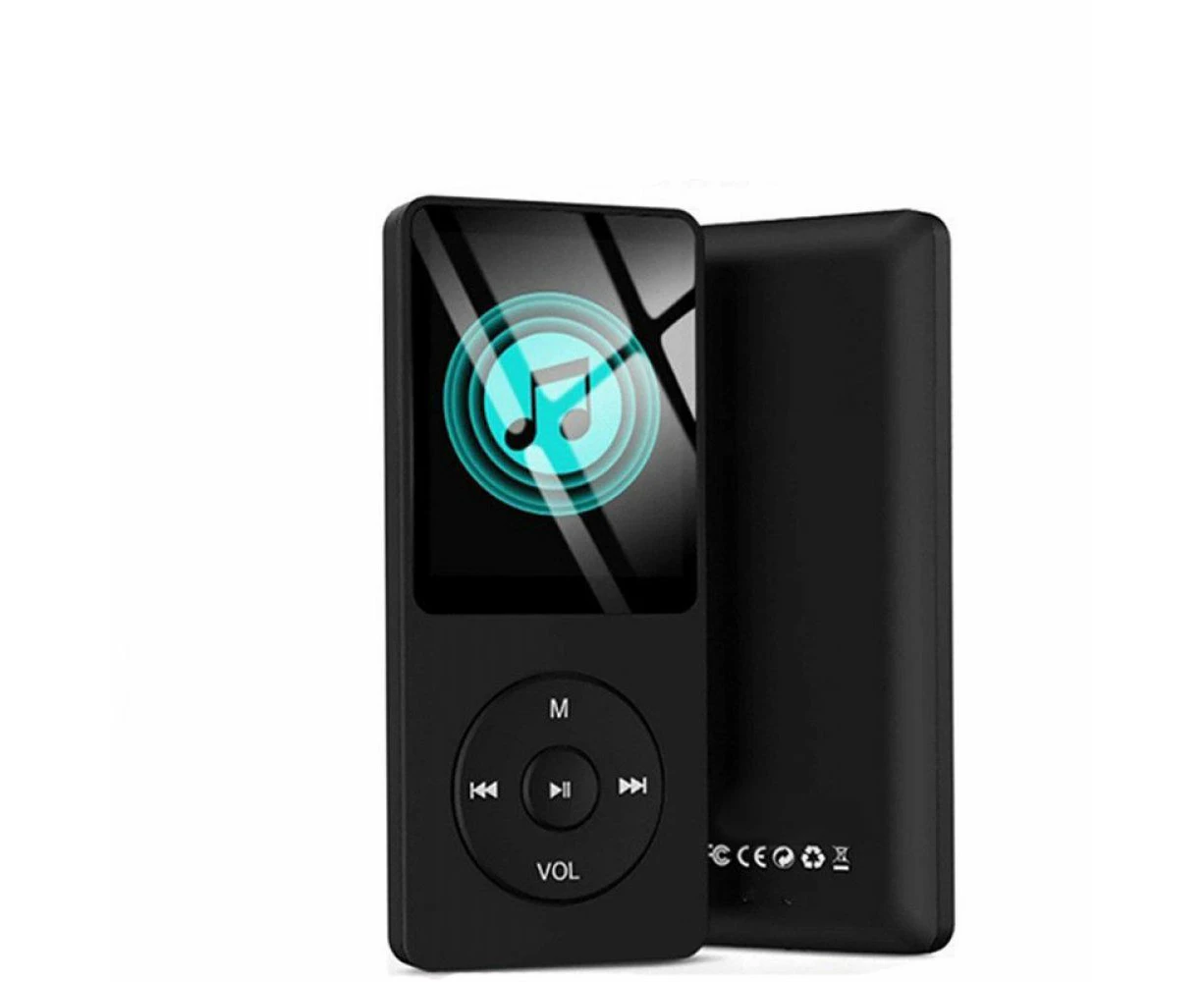 MP3 Player, 8GB lossless MP3 with 1.8 inch screen, 70 hours portable music player with headphones, FM radio, pictures, recordings, e-book, black