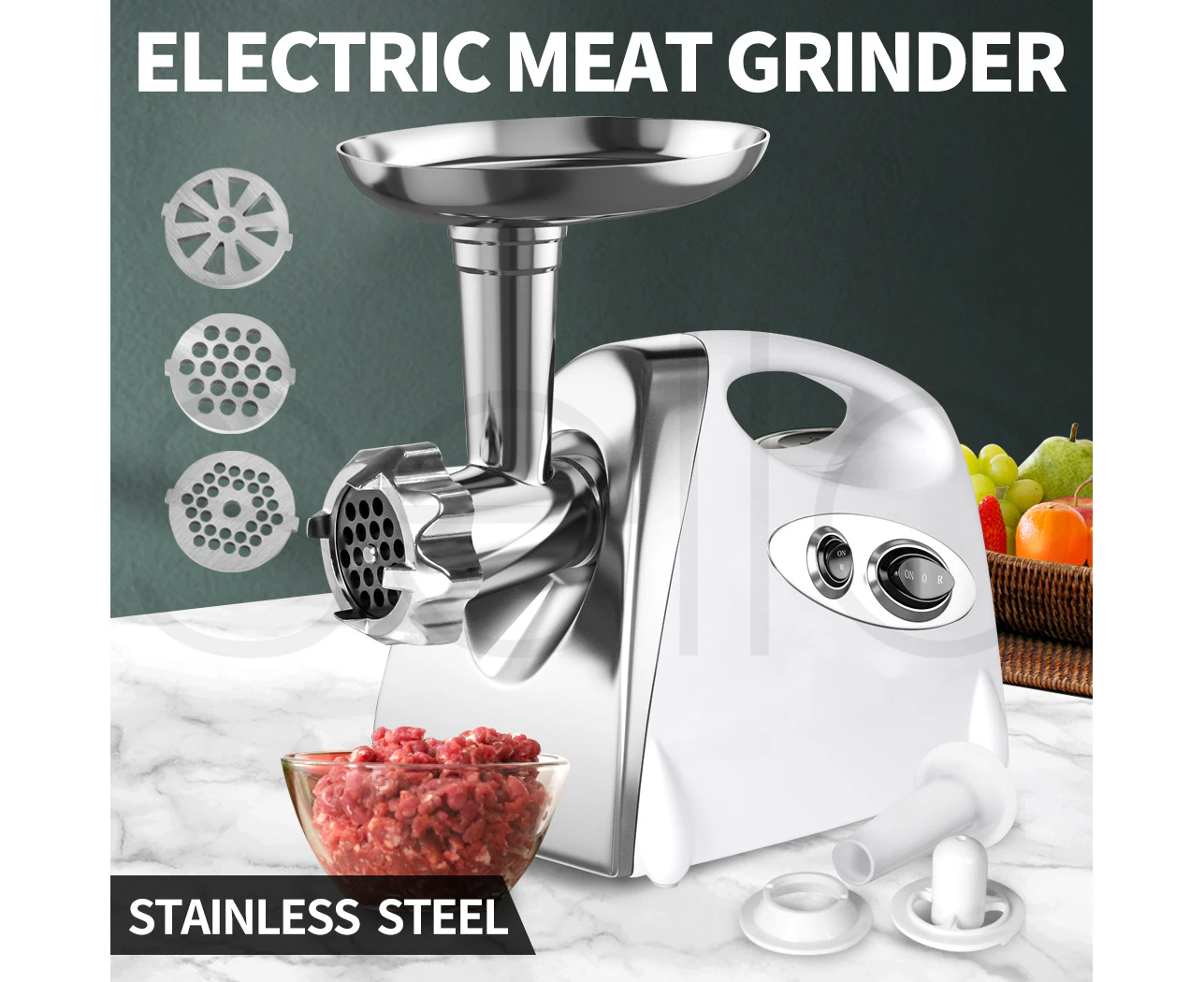 800W Electric Meat Grinder Mincer Sausage Filler Kibbe Maker Kitchen Tool Black