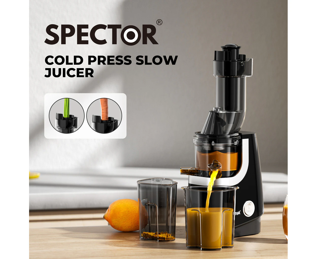 Spector Slow Juicer Cold Press Whole Fruit Juice Extractor Vegetable Processor