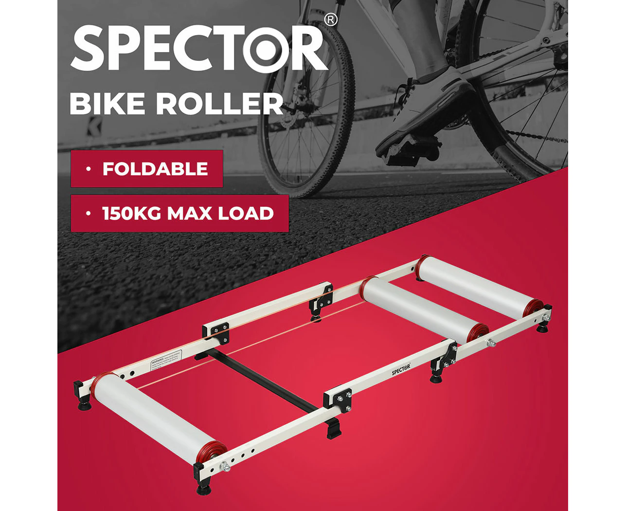 Spector Bike Roller Adjustable Bicycle Trainer Stand Cycling Training Exercise White