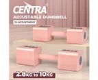 Centra A Pair 2.8KG-10KG Adjustable Dumbbells With Metal Weight Block Set Pink