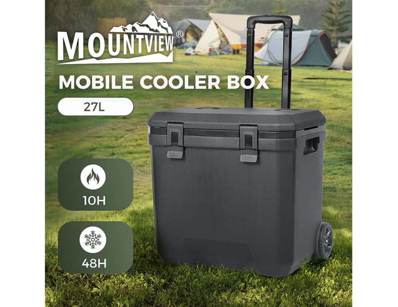 Mountview Cooler Ice Box 27L/43L Portable Chest Trolly For Camping BBQ Picnic