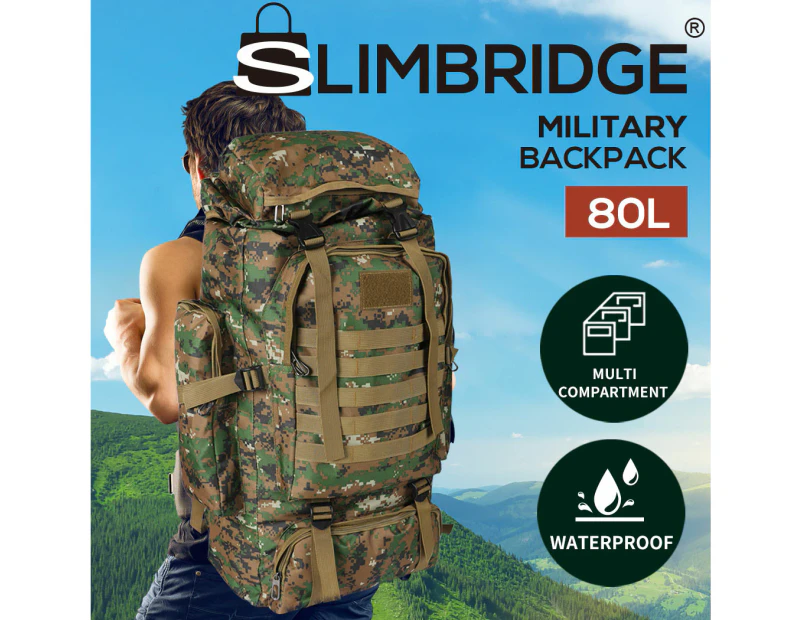 Slimbridge 80L Military Tactical Backpack Hiking Camping Rucksack Outdoor Army