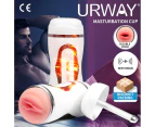 Double Hole Heating Vibrating Masturbator - White