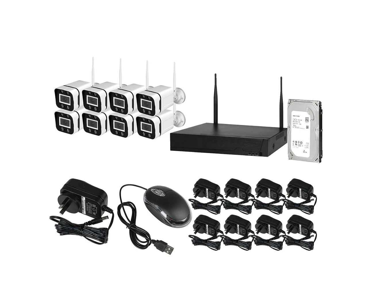 Wireless Security Camera System Set With Hard Drive Home CCTV NVR Wifi OutdoorX8