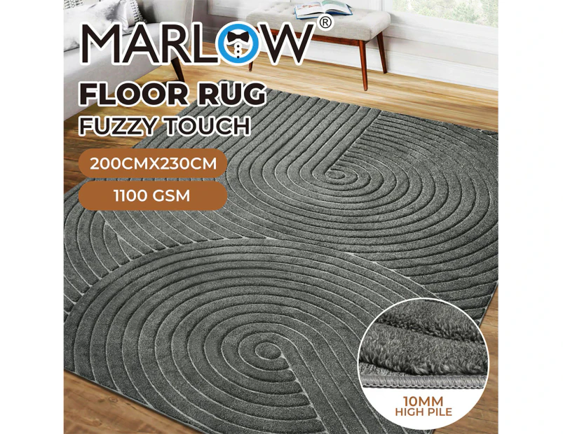 Marlow Floor Rug Soft Polyester Carpet Non Slip Plush Shaggy Rugs Geometric