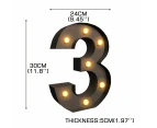 LED Metal Number Lights Free Standing Hanging Marquee Event Party D?cor Number 3