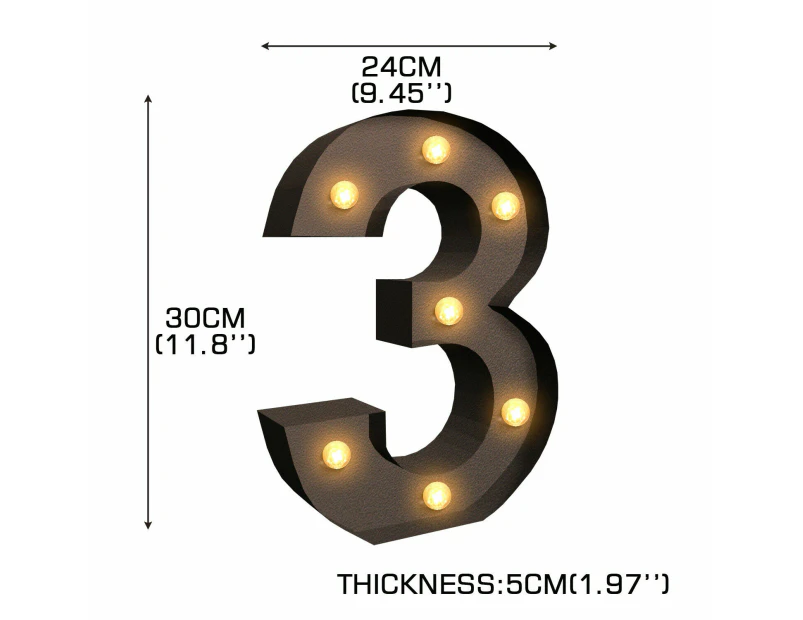 LED Metal Number Lights Free Standing Hanging Marquee Event Party D?cor Number 3