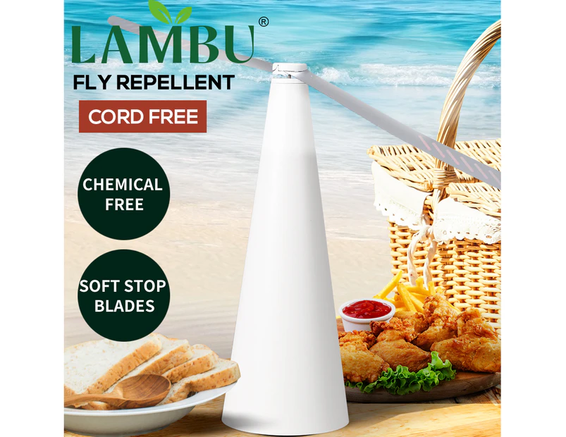 Lambu Fly Repellent Fan Free Entertaining Chemical Indoor Outdoor Home White