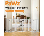 Pawz Wooden Pet Gate Dog Fence Safety Stair Barrier Security Door 6 Panel Large