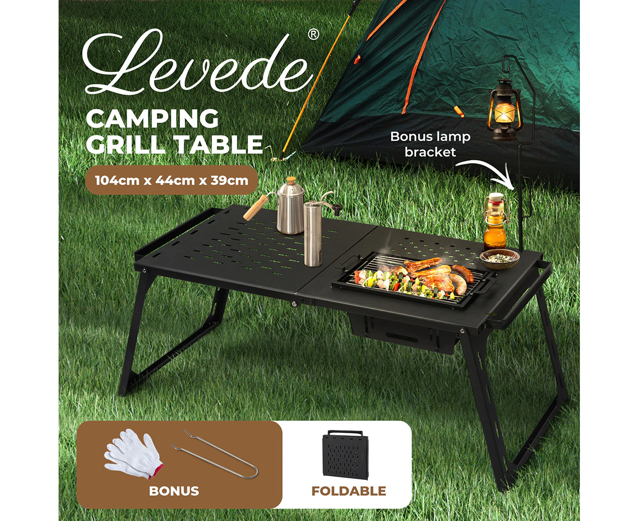 Levede Multifunctional Folding Desktop Grill Portable Camping BBQ Picnic Outdoor