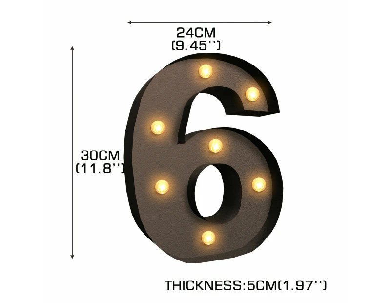 LED Metal Number Lights Free Standing Hanging Marquee Event Party D?cor Number 6