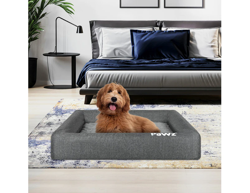 Pawz Memory Foam Pet Bed Calming Orthopedic Washable Removable Grey M L XL XXL