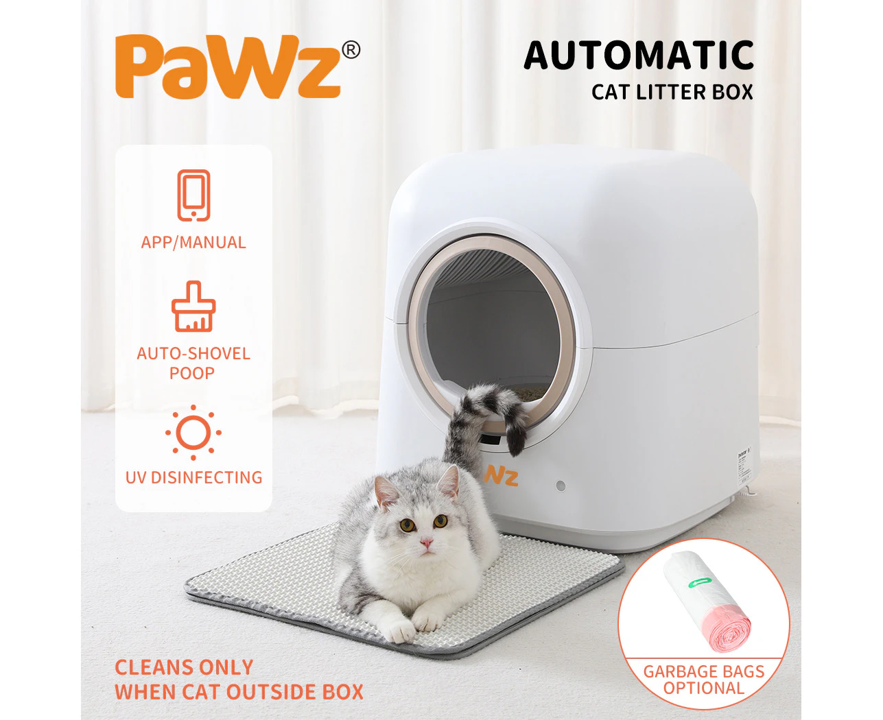 Pawz Smart Cat Litter Box Automatic Self-Cleaning With App Remote Control Large