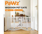 Pawz Wooden Pet Gate Dog Fence Safety Stair Barrier Security Door 4 Panel Large