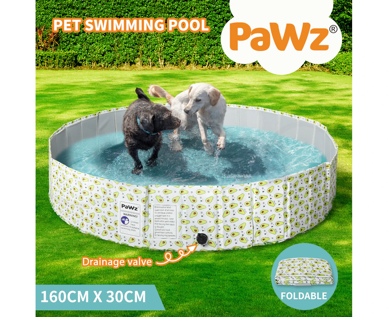 Pawz 160cm Pet Dog Swimming Pool Cat Portable BathTub Kid Shower Washing Folding