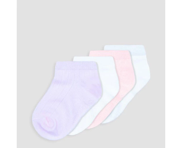 Baby Organic Cotton Blend Ribbed Low Cut Socks 4 Pack - Underworks