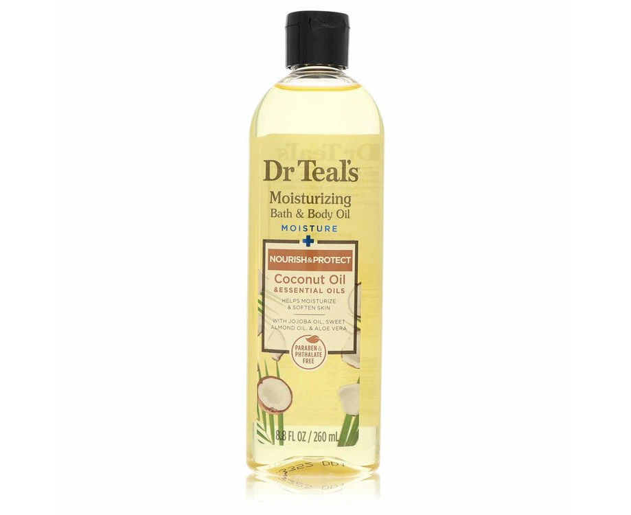 Dr Teal's Moisturizing Bath & Body Oil Nourishing Coconut Oil with Essensial Oils, Jojoba Oil, Sweet Almond Oil and Cocoa Butter 8.8 oz for Women