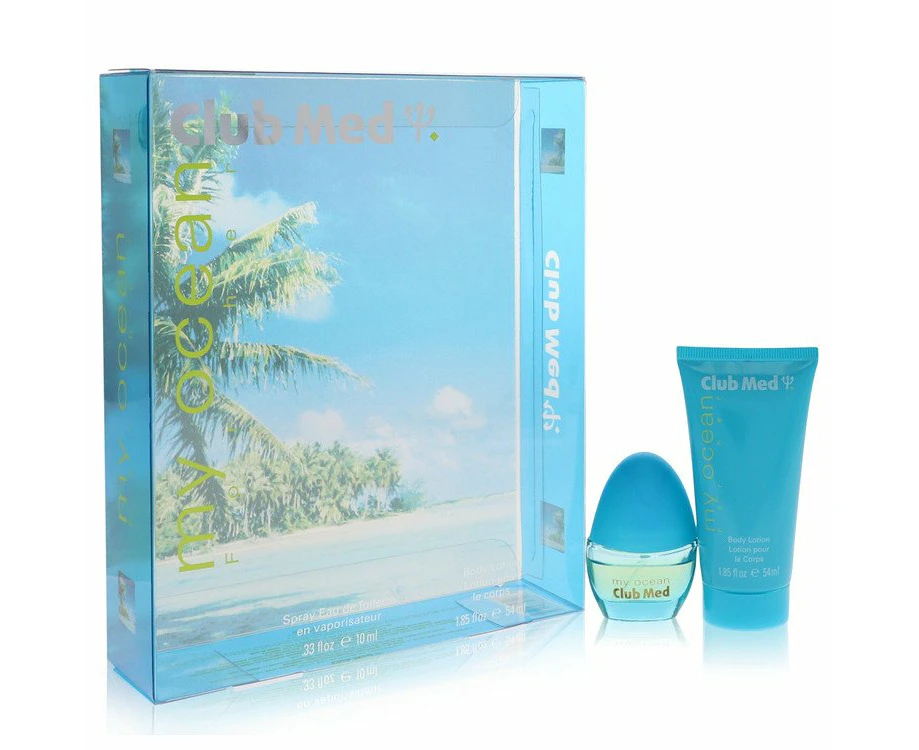 Club Med My Ocean by Coty Gift Set - .33 oz Mini EDT Spray + 1.85 oz Body Lotion for Women