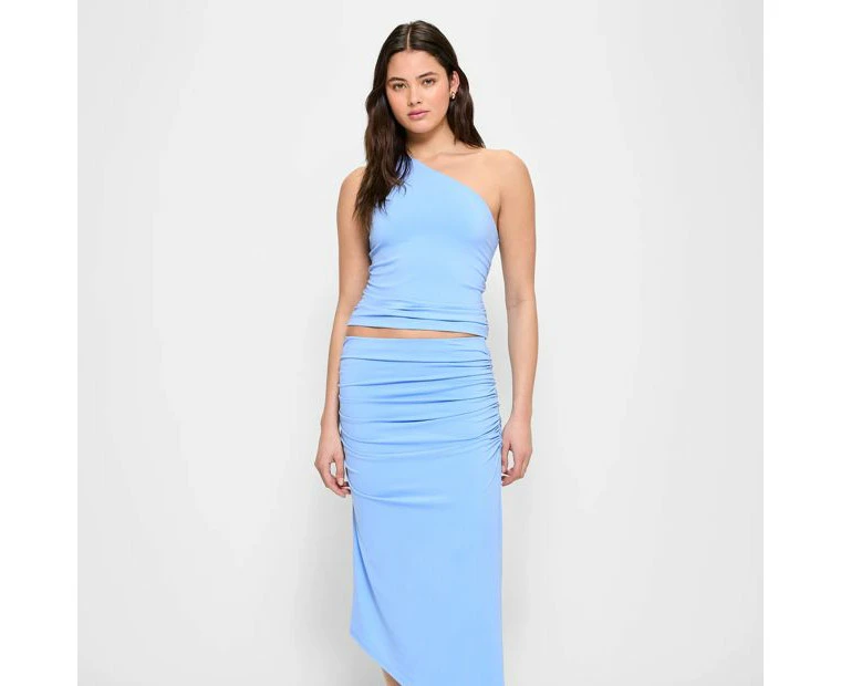 Drape Asymmetrical Midi Skirt - Lily Loves