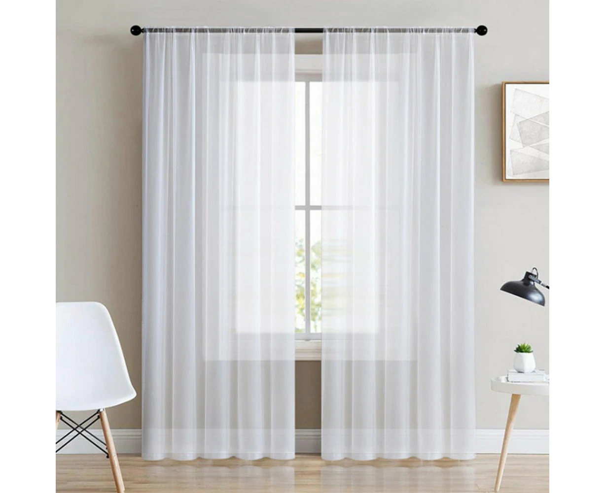 Sheer Curtains for Bedroom, Semi Sheer Curtains Rod Pocket Translucent Voile Sheer Airy & Breathable Curtain Panels, 1 Piece White 132*213cm