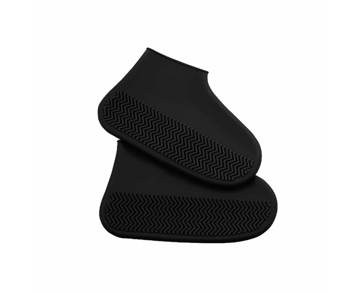 Silicone Waterproof Shoe Covers, Upgrade Reusable Overshoes , Resistant Rain Boots Non-Slip Washable Protection For Adult Kids Black M