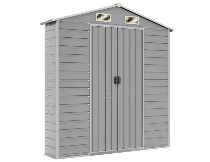 Nnevl Garden Shed Light Grey 191x470x198 Cm Galvanised Steel