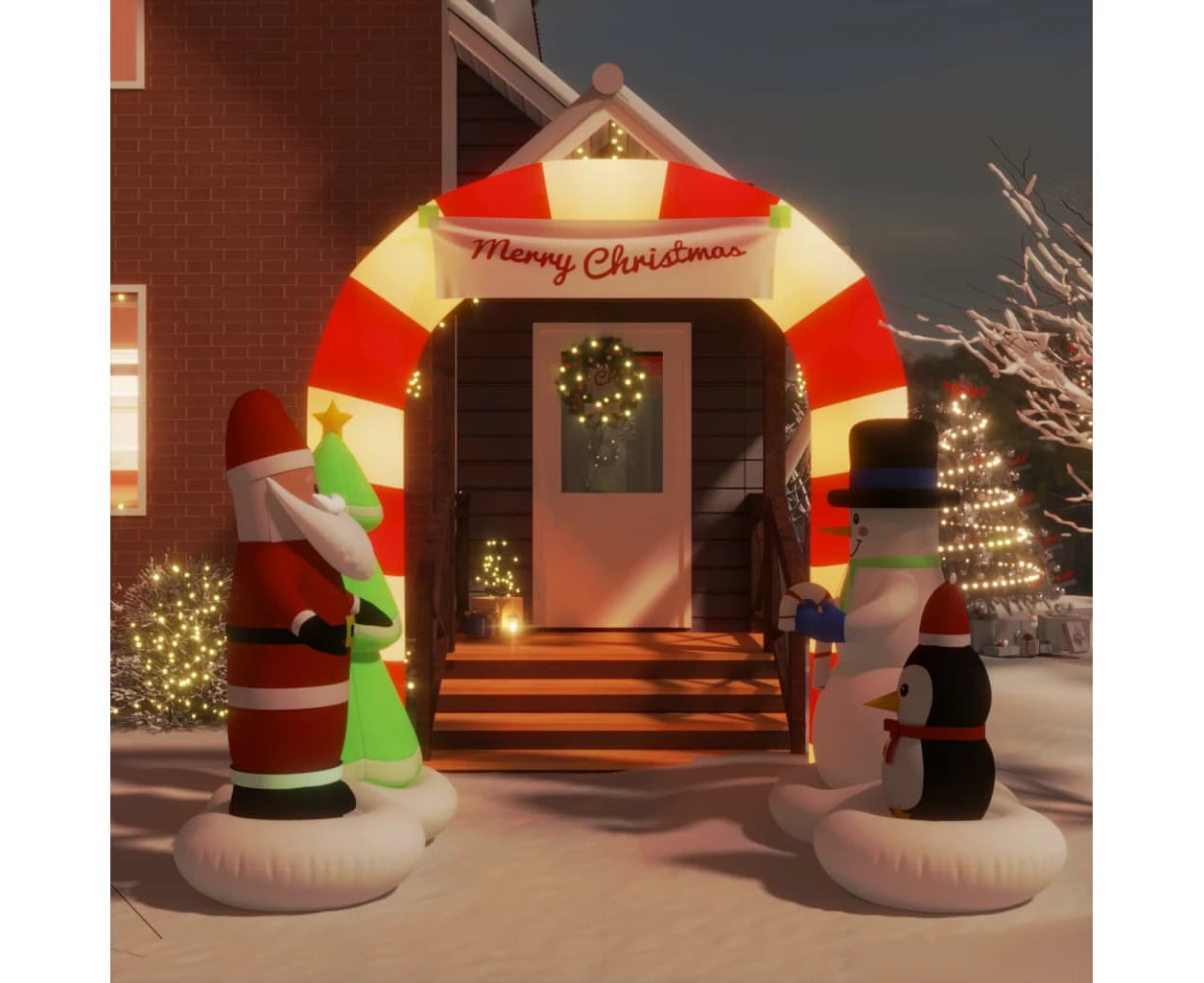 Nnevl Christmas Inflatable Santa & Snowman Arch Gate Led 260 Cm