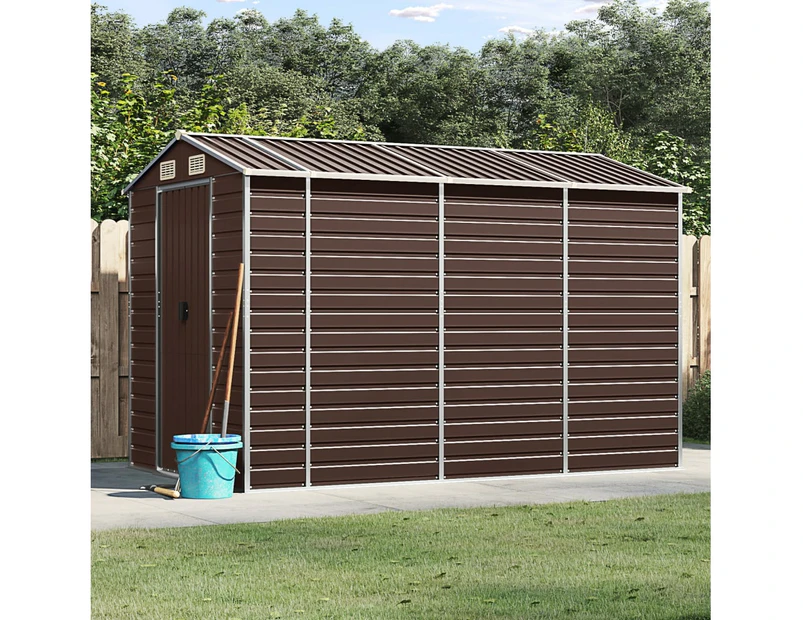 Nnevl Garden Shed Brown 191x300x198 Cm Galvanised Steel