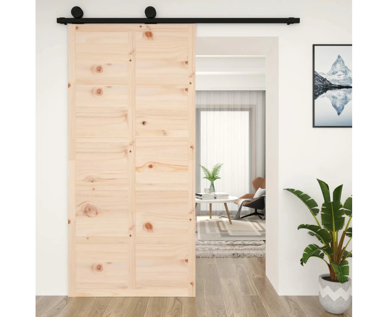 Nnevl Barn Door 100x1.8x214 Cm Solid Wood Pine